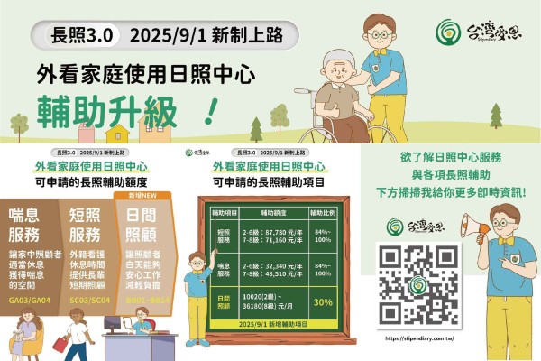 台灣受恩_長照補助於2025/9/1 起升級新制3.0